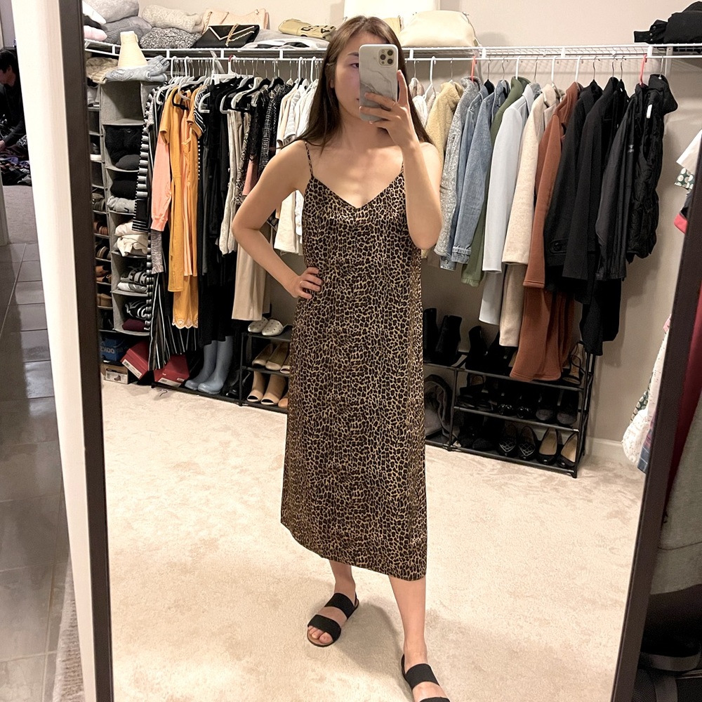 jcrew cheetah print slip maxi dress